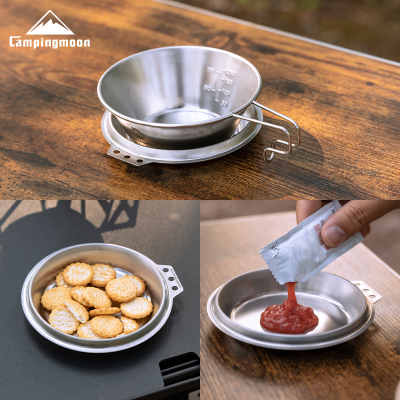 Camping Cooking Dishes - CAMPINGMOON S-SD Verdickte Edelstahl-Bratpfanne Tiefe Schneeschalen-Abdeckung