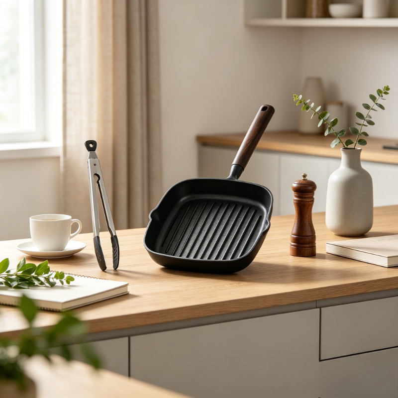 Skillet Cast Iron Camp - Nordische Gusseisen-Bratpfanne, unbeschichtet, Steakpfanne, schnelle Wärmeübertragung,