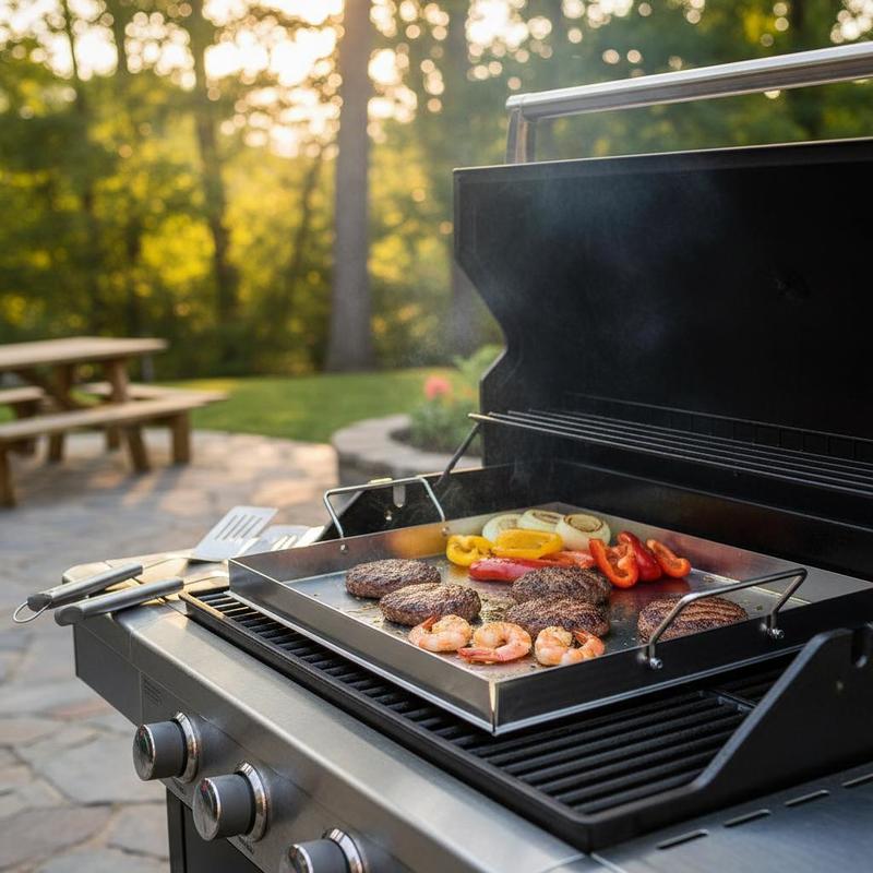 Camping Cooking Pot Stainless Steel - Universelle Flachgrillplatte 18x16 Zoll für Camping,