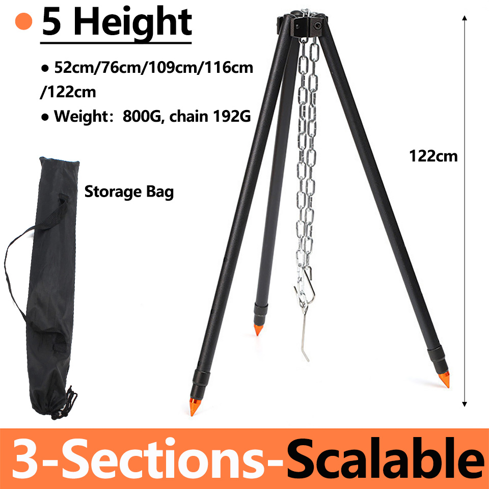 Camping Cooking Pot Tripod - Camping-Lagerfeuer-Stativ zum Aufhängen von Töpfen, Outdoor-Kochgeschirr,