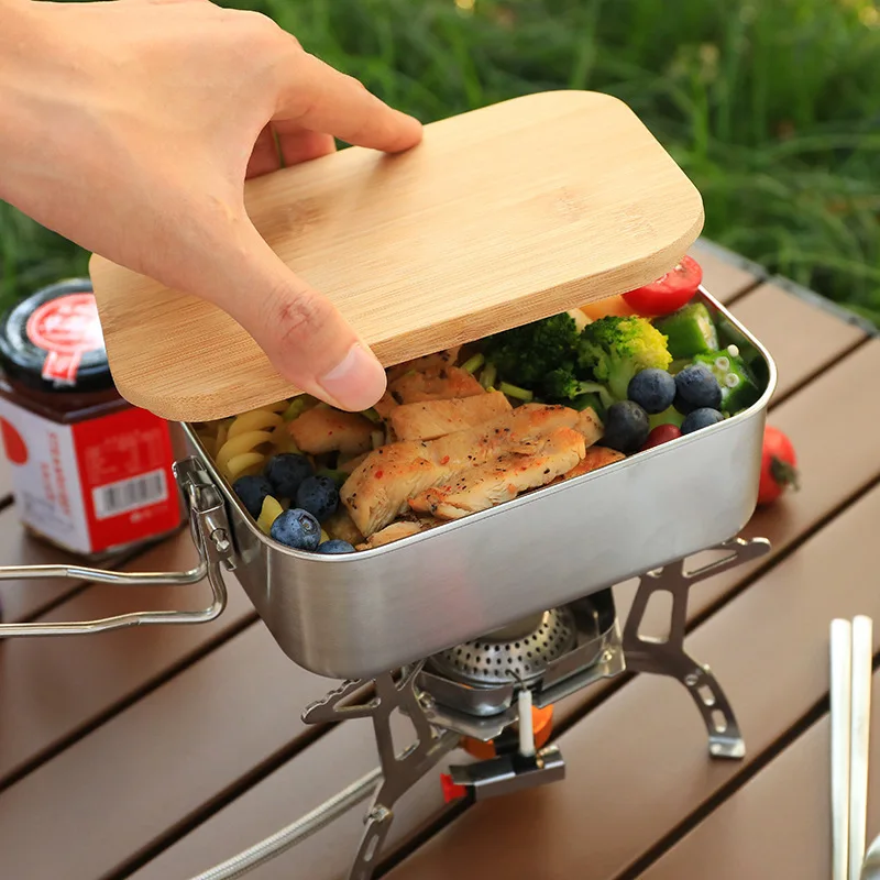 Camp Cutting Board - Lunchbox aus Edelstahl 304, tragbare Lunchbox,