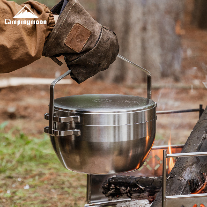 Camping Cooking Pot Stainless Steel - Mehrzweck-Campingtopf – robuster holländischer Ofen aus