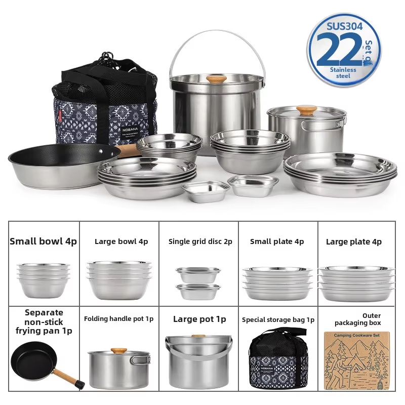 Camping Cooking Roll - NOBANA Neueste Outdoor Edelstahl Topf Set