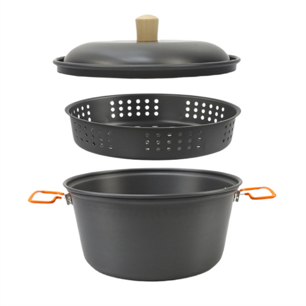 Camping Cooking Essentials - 7,5 l Hart eloxiertes Aluminium-Kochtopf-Set für