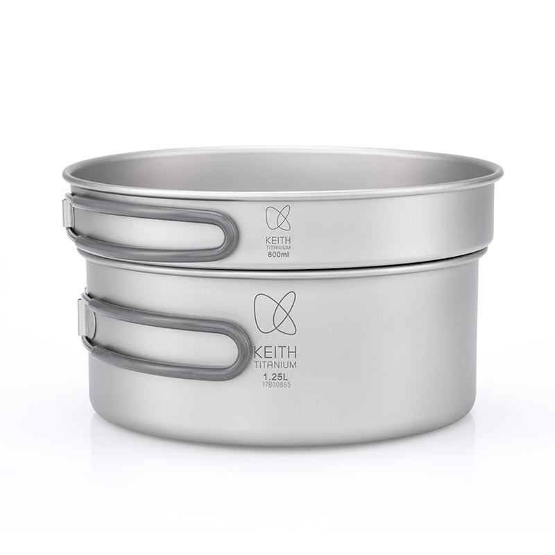 Camping Cooking Gear - KEITH Reines Titan 2-teiliges Kochgeschirr-Set (800ml+1250ml),