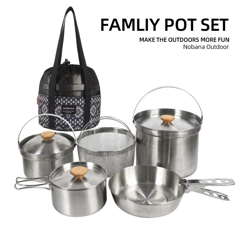 Camping Cooking Pot Stainless Steel - 2026 Neues Outdoor-Edelstahl-Topfset für Camping und