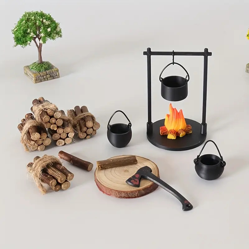 Camping Cooking Gear - Mini Lagerfeuer Hängen Herd Topf Puppenhaus