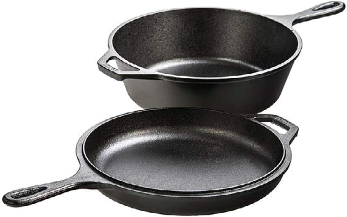 Skillet Cast Iron Camp - 2-in-1 Gusseisen-Kombikocher: 3,2-Liter-Tieftopf & 26 cm