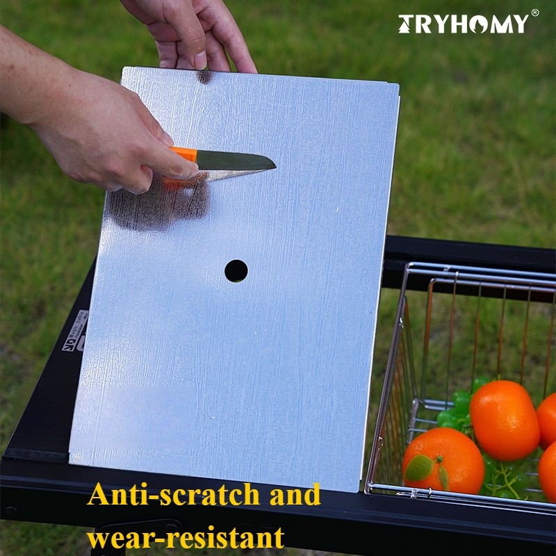 Camp Cutting Board - Ein Stück Abtropfkorb-Abdeckung, 3-in-1-Schneidebrett aus Edelstahl,