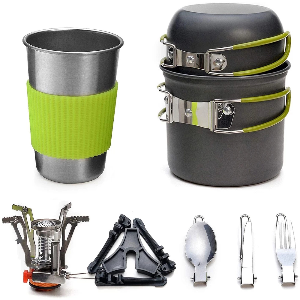 Camping Cooking Essentials - Camping-Kochgeschirr-Set mit Herd, Outdoor-Kochset, Outdoor-Topf, Reisen,