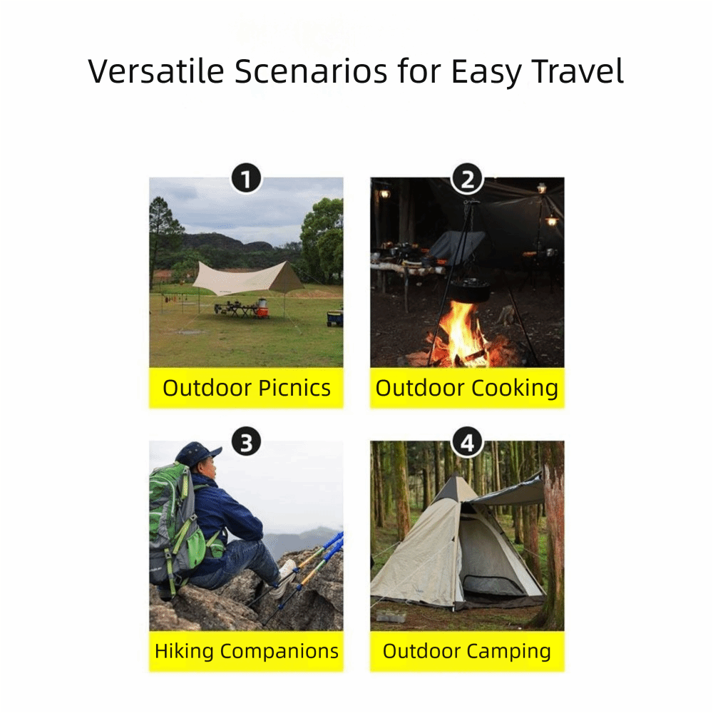 Camping Cooking Pot Tripod - Tragbares Camping-Stativ mit Verstellbarer Höhe, Leichter