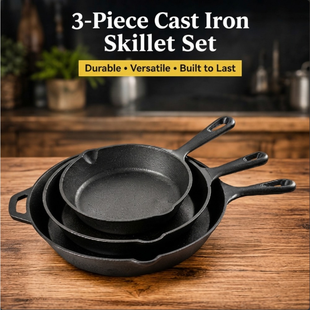 3-teiliges Gusseisen-Bratpfann – Skillet Cast Iron Camp Bewertung und Preis