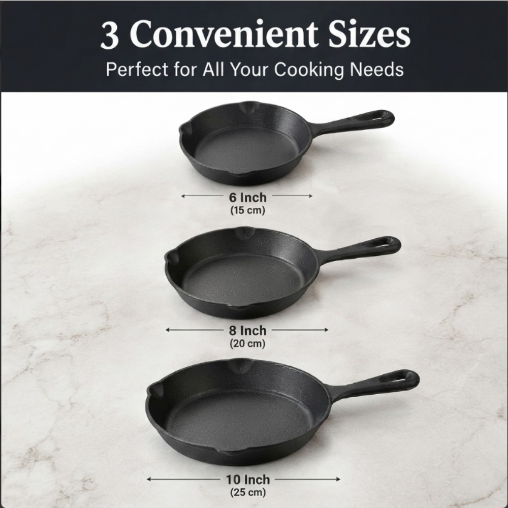 3-teiliges Gusseisen-Bratpfann – Skillet Cast Iron Camp Bewertung und Preis