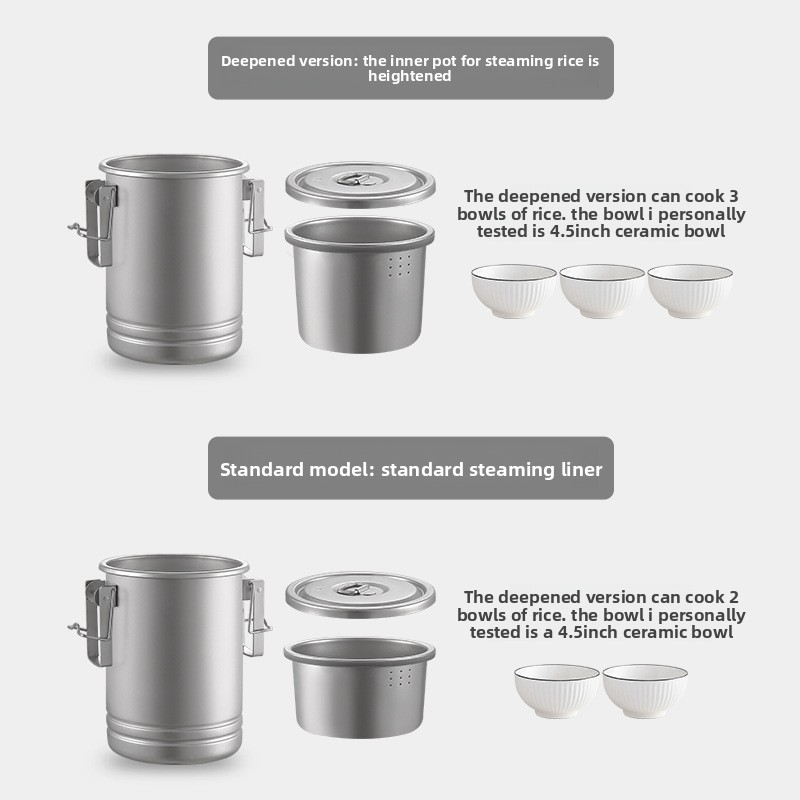 Multifunktionaler Camping-Reis – Camping Cooking Pot Stainless Steel Bewertung und Preis