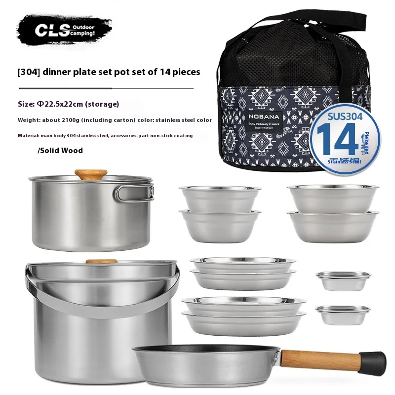 NOBANA&CLS 22-teiliges Edelsta – Camping Cooking Pot Stainless Steel Bewertung und Preis