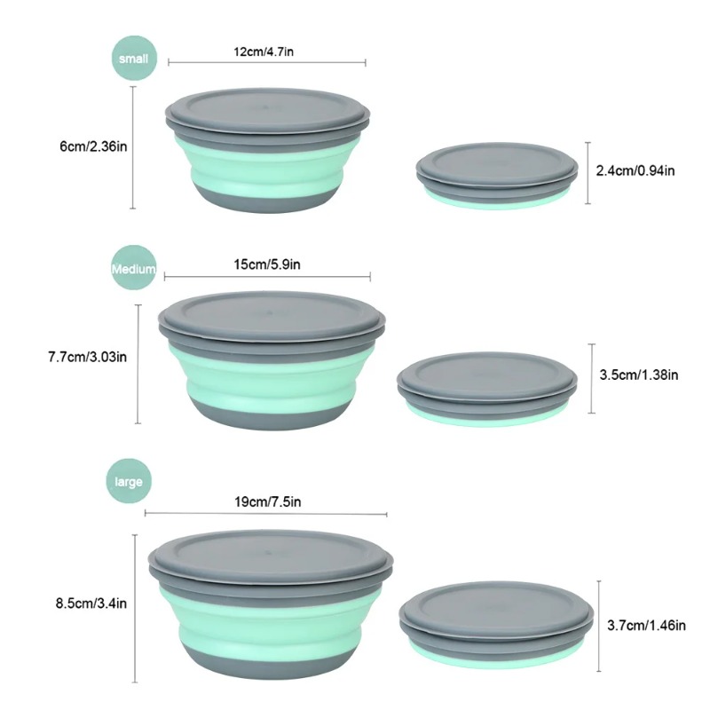 3-teiliges Silikon-Faltlunchbo – Camping Cooking Dishes Bewertung und Preis
