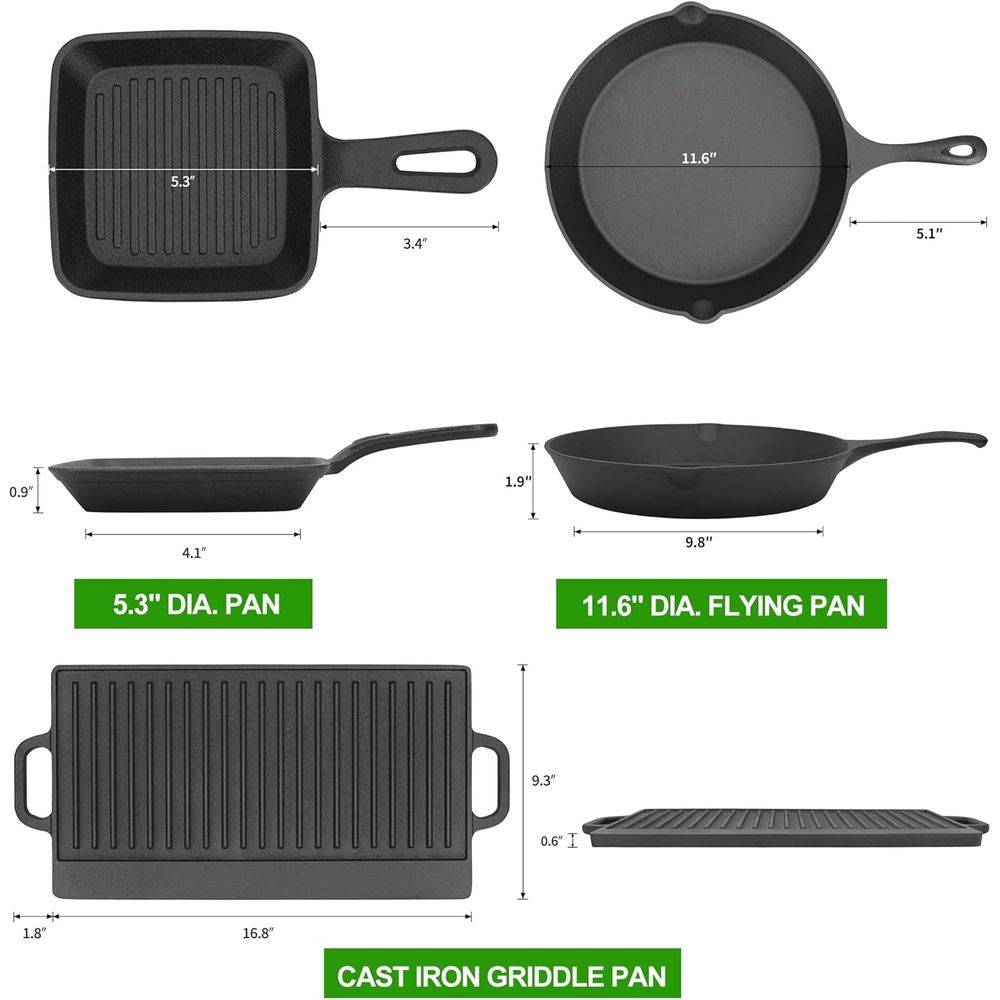 8-teiliges Vorgefertigtes Guss – Skillet Cast Iron Camp Bewertung und Preis